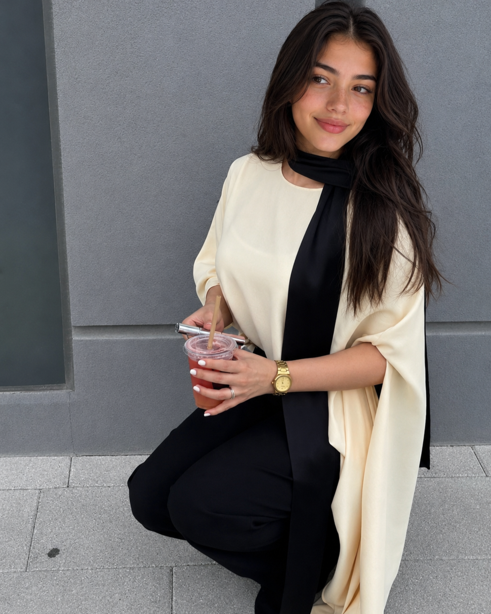Butter Asymmetrical Drape Cape
