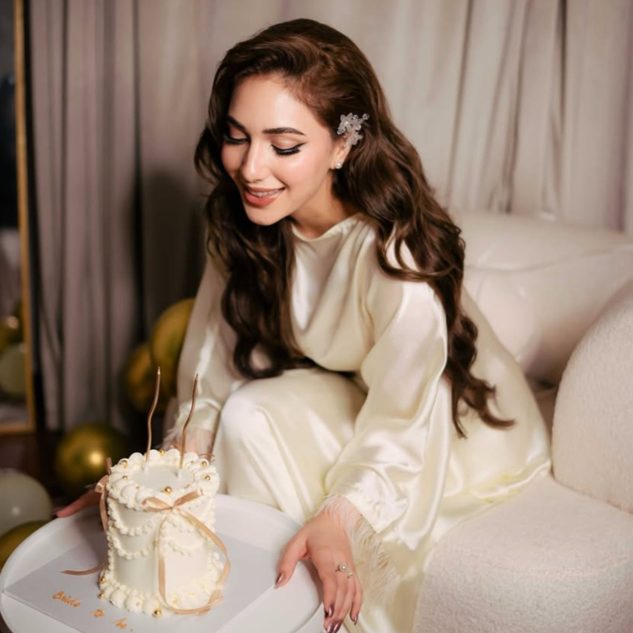 Luxe Cream Satin Kaftan