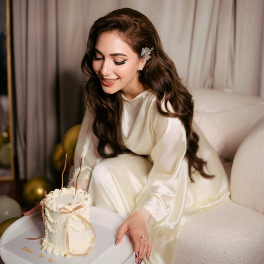 Luxe Cream Satin Kaftan