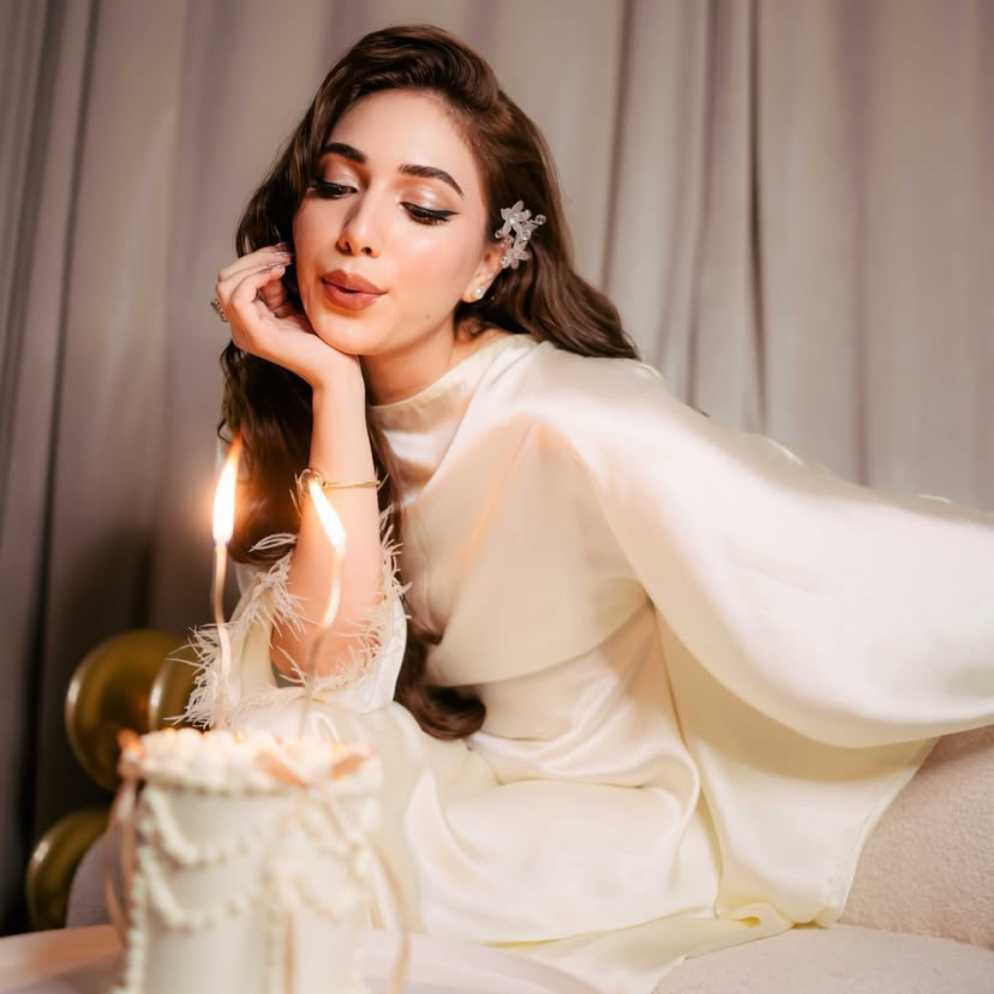 Luxe Cream Satin Kaftan