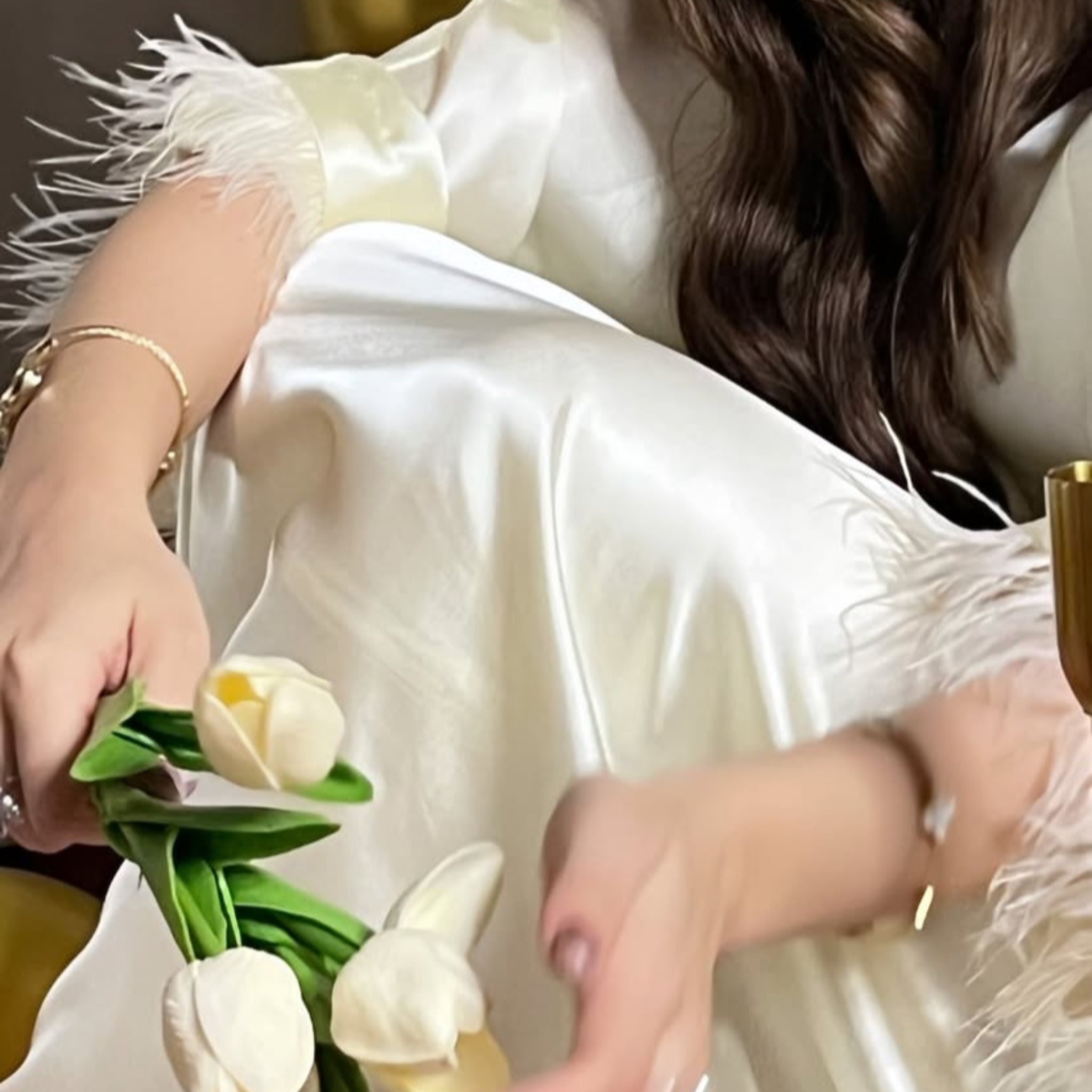 Luxe Cream Satin Kaftan